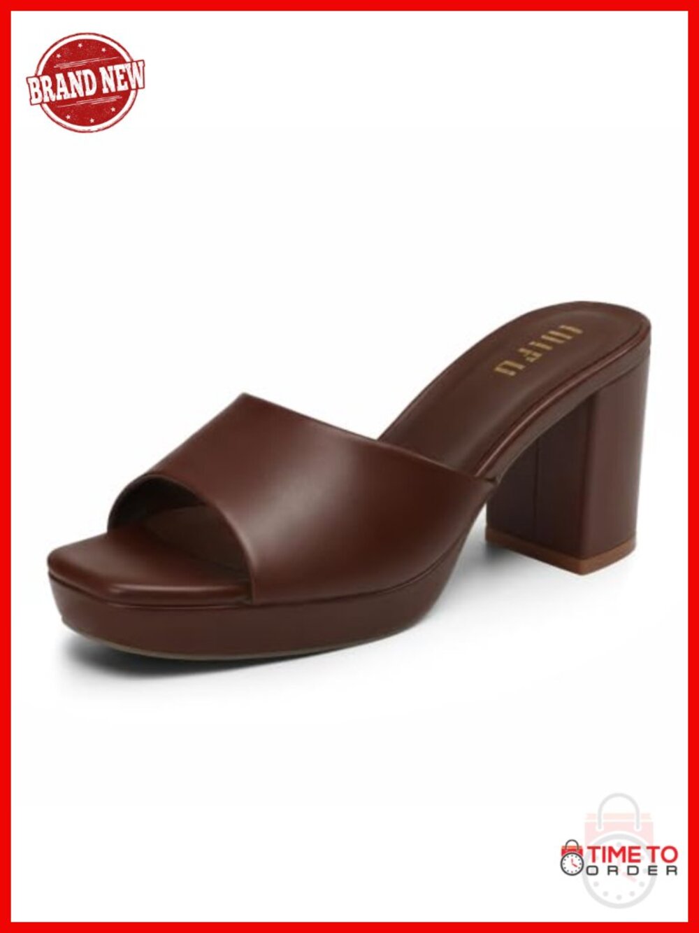 IDIFU Chunky Platform Block Heels Mule Sandals Square Toe Slip On